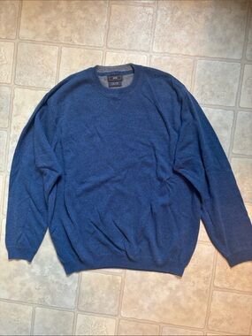 JWN John W Nordstrom 100% Cashmere Mens L Blue Crewneck Sweater Pullover Luxury